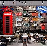 Wandbild Tapete Retro nostalgisch 3D Stereo-Ziegelsteinmauer Rot Telefon Stand Restaurant Cafe Wandbedeckung-3D_200x140