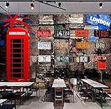 Wandbild Tapete Retro nostalgisch 3D Stereo-Ziegelsteinmauer Rot Telefon Stand Restaurant Cafe Wandbedeckung-3D_200x140