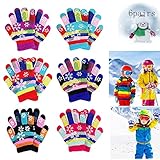 MEISHANG 6 Paar Kinder Winterhandschuhe Fäustlinge,Kinderhandschuhe Winter,Winter Warme Strickhandschuhe,Kinder Warme Handschuhe,Stretch Vollfinger Handschuhe,H