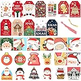 Weihnachtskarten, ZoneYan 68 Stück Weihnachtspostkarten, Weihnachten Karten, Postkarten Weihnachtskarten, Weihnachtskarte Klein, mit Baumwollseil, Für Weihnachten, Geburtstag