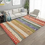 EUYXCRV Living Room Bedroom Carpet. Bohemian Style Carpet, Retro Sofa and Coffee Table Carpet, Bedside Carpet Pad 60 x 90