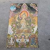 WANGXINTAI. 35'Thangka Stickerei Tibetan Buddhismus Seide Stickerei Brokat Nepal Manjusri Guanyin Thangkas (Size : 90x60 cm)