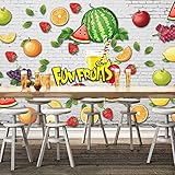 Benutzerdefinierte Wandbild Tapete 3D Wassermelone Traube Apfel Erdbeere Obst Shop Poster Wandmalerei Wohnzimmer Kinderzimmer Dekoration 350Cm×245C