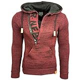 Rusty Neal Herren Pullover Strick Kapuze Kapuzenpullover Verschluss Bauchtasche A1-RN13277, Größe:3XL, Farbe:Schwarz/B