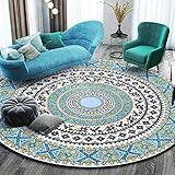 OUTGYM Vintage Runder Teppich Traditioneller Runder Teppich mit Blumenmuster im Böhmischen Mandala-Stil Marokko Design Wohnzimmer Teppich weiche Kurze Flormatte rutschfest Rot 120 x 120