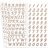 Scrapbook-Aufkleber, 4 Stück, Zahlen, Alphabet-Aufkleber, selbstklebende Aufkleber, Buchstaben, Buchstaben-Aufkleber für Scrapbooking, für Schild, Notizbuch, Tür, Business-Dekor (Roségold)