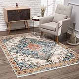 MyShop24 Teppich Wohnzimmer - Orient - 160x230cm - Multicolor Vintage Modern - Boho Design - mit Fransen Oeko-Tex Standard 100 - Allergiker geeig