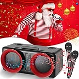GJCrafts Karaoke Maschine Bluetooth Anlage Soundsystem Verfügen über Original Voice Cancelling und Echo-Modus mit 2 Mikrofons Unterstützung AUX, USB, TF-Eingang,