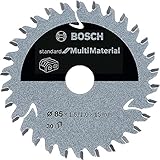 Bosch Professional Kreissägeblatt Standard for MultiMaterial (Laminatbodenbelägen, Nichteisenmetallen, Aluminium, Kunststoffen, Epoxidharz, Holz, 85 x 15 x 1,5 mm, 30 Zähne, Zubehör Akku Kreissäge)