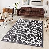 TAPISO Dream Teppich Kurzflor Grau Creme Modern Meliert Afrika Giraffe Tiermotiv Muster Designer Wohnzimmer Schlafzimmer ÖKOTEX 160 x 220