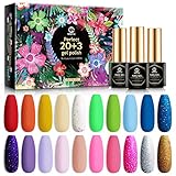 MEFA Gel Nagellack Set 20 Farben mit Glänzend-Matt Top Base Coat Gel, Sommer Pink Glitter Color Soak Off LED Nagelgel für Nagel Salon Design DIY at Home S
