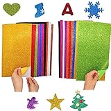 jenich 20 Blatt 20 * 30cm Glitzer Moosgummi selbstklebend Schaumstoff Platten Bunt Eva Schaumstoff Blätter schaumgummi für Bastelarbeiten zum B