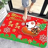 Weihnachtsteppich Matten, Weihnachten Home Tür Fußmatten, Gedruckt Teppich, rutschfeste Fußmatte Weihnachtsmuster, für Schlafzimmer, Flur Wohnzimmer Boden, Küche Badezimmer Teppich (M1)