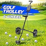 ZBBN Golf Trolley Cart Eisen Schwarz Einstellbar 2 Räder Golf Caddy Aluminiumlegierung Faltbarer Trolley mit Bremse (Schwarz)