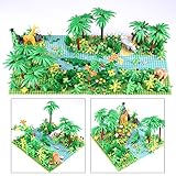 ALLESOK Custom Dschungel Set mit Pflanzen und Tiere, Bäume und Blumen Tropischer Regenwald Landschaft mit 2St. Fluss Bauplatten Bausteinspielzeug für Kinder, kompatibel mit Leg