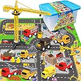 RuiDaXiang Engineering Baufahrzeug Spielzeug-Spielzeugautos Sets, mit Stadt Game Pad, Lastwagen Autos , Mini Pull Back Cars Spielset, Spielzeug Geschenk für Jungen, Mädchen, Kinder & Kleink