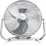 Brandson - Windmaschine Retro Stil 120 Watt - Ventilator in Chrom - Standventilator 45 cm - Bodenventilator - hoher Luftdurchsatz - stufenlos neigbarer Ventilatorkopf - Silb