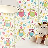 NEWROOM Kindertapete Beige Vliestapete Bunt Kinder schöne moderne und edle Optik für Babys, Jungs oder Mädchen, inklusive Tapezier Ratgeber Kindertapete Beige Vögel E