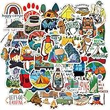 PRETTYSUNSHINE Sticker Set 50 Stück, Vintage Reise Aufkleber Outdoor Abenteuer Sticker für Auto Fahrrad Koffer Helm Laptop Skateboard Motorrad Graffiti Stickerbomb W