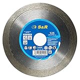 S&R Diamanttrennscheibe, Trennscheibe 125mm zum sauberen Trennen von harten Keramikfliesen, glasierten Fliesen, Bodenfliesen, Feinsteinzeug