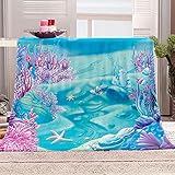 GFWDPG Flanell Fleecedecke Blaue Meereskoralle Flanell,Zweiseitig,Überwurf, Decke, Reise, Camping, Decke, Für Couch, Sofa, Bett, Sofa, Decke, 200x240