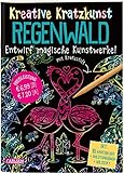 Kreative Kratzkunst: Regenwald: Set mit 10 Kratzbildern, Anleitungsbuch und Holzstift: Kinderbeschäftigung ab 5