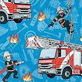 Servietten Tischdeko Geburtstag Essen Feuerwehr 20 Stück 3-lagig 33x33cm, Plus Menükarte A5