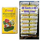 Blumenerde FOREST 40 Sack mit je 40 Liter = 1600 Liter Qualitäts Blumen- & Pflanzerde aus Bay