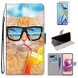 MUTOUREN Handyhülle Kompatibel mit Samsung Galaxy A22 4G Hülle PU Leder Schutzhülle Brieftasche Flip Wallet Case Cover mit 1* Displayschutzfolie - Trink