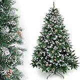 Yorbay Weihnachtsbaum Tannenbaum mit Ständer 120cm-240cm für Weihnachten-Dekoration Mehrweg (Weihnachtsbaum mit Schnee, 180cm)