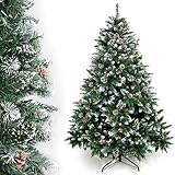 Yorbay Weihnachtsbaum Tannenbaum mit Ständer 120cm-240cm für Weihnachten-Dekoration Mehrweg (Weihnachtsbaum mit Schnee, 180cm)