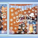 Fensterbilder Weihnachten Selbstklebend,Abnehmbare Fensterdeko Statisch Haftende PVC Schneeflocken Weihnachtsdeko Aufkleber für Weihnachts-Fenster/Büro/ Weihnachten Home/Shop Dek