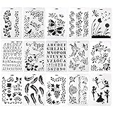 15 Sets Schablonen, Buchstaben/Blumen/Schmetterling, wiederverwendbare Künstlerschablone, DIY-Schreibwerkzeuge, A4