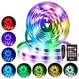 LED Streifen 3M, Hually USB LED Strip Wasserdicht LED Band RGB mit Fernbedienung, LED Leiste Lichtband mit 8 Farbwechsel, Musik synchronisieren, 4 Modi, Verstellbare Helligkeiten für Haus, Party usw