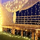 Lichtervorhang 3x3m 300 Leds, Led Lichterketten Vorhang Weihnachtsdeko Innen mit 8 Modi, IP44 für Weihnachten Kinderzimmer, Außen, Party, Hochzeit usw