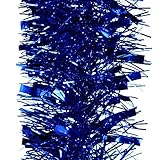 Lametta-Girlande, elegant, glitzernd, blau, Weihnachtsbaum, klassische glänzende Folie, Party-Ornamente, weiche Girlande für Weihnachten, saisonale Feiertage, 17.8 cm L x 10.2 cm B, 6 Stück