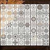 56 Stück Mandala Schablonen, Steine Bemalen Schablonen, Inkjet-Hohl Malen Zeichenschablonen zum Malen auf Holz, Stein, Stoffen, Metall, Möbeln und W