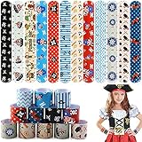 vamei 48 stück Schnapparmbänder für Kinder Piraten Slap Armbänder klatscharmband Kinder für Piraten Party Piraten Mitgebsel Kindergeburtstag Gastgeschenke für Mädchen Jung