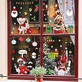 N% Weihnachten Fensteraufkleber Schneeflocken Fensterbilder Weihnachtsdeko PVC Fensterdeko Selbstklebend Winter Türen Schaufenster Vitrinen Cafe Deko (9 Stück K)