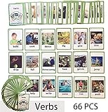 HONTOUSIP 66 Stück Verb-Karteikarten für Kleinkinder | spezielles Lernkarten-Set | perfekt für Kindergärtner/Lehrer/Autismus-Therapeuten (11 x 7,6 cm)