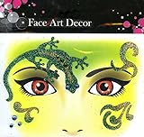 Face Art Decor Glitzer Tattoo Sticker Gecko - Wunderschöne Dekoration für Gesicht zu Karneval, Geburtstag, Mottoparty