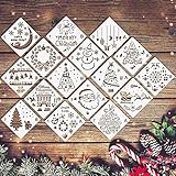 WANTOUTH 16 Stück Weihnachten Schablonen Plastik Weihnachtsschablone Zeichenschablonen Malschablonen Weihnachts Stencil Schneemann Weihnachtsbaum Vorlage für Fenster Deko Scrapbooking Fotoalb