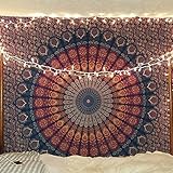 Telo in stile indiano, hippie, psichedelico, con mandala, da appendere al muro, lenzuolo per letto matrimoniale, 84 x 90