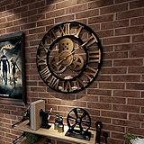 Y DWAYNE Industrial Gear Wanduhr Dekorative Wanduhr Wanduhr im Industriestil ohne Batterie (golden), 60