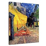 Bilderdepot24 Bild auf Leinwand | Vincent Van Gogh - Caféterrasse am Abend in 90x120 cm als Wandbild | Wand-deko Dekoration Wohnung alte Meister | NEU-180223-90x120