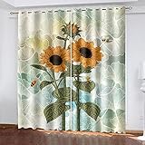 YTSDBB Blickdichte Gardinen Verdunkelungsvorhang Blumen Bienen Tiere B 280 x H 260 cm 3D Digitaldruck Druckmuster Öse thermisch isoliert 90% für Schlafzimmer Wohnzimmer ​Kinderzimmer Junge mit M