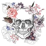 Wandtattoo Florales Aquarell Wandtattoo Totenkopf im zeichnerischen Look mit B