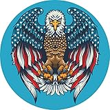 - 20x20 cm - Waschanlagen geeignet - wetterfest - Kontur - Premium Auto Aufkleber Adler USA rund blau Emblem Logo stars & stripes car Tuning Styling Folien Sticker Motorrad wasserfest made in Germany
