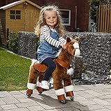 Reitpferd Kinder mit Rollen Spielzeug Pferd Plüschtier braun Bremse Schaukelpferd lengbarer Kopf Pony