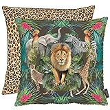 APELT Lion 46X46 70 Kissenhülle, Polyester-Baumwolle, dunkelbraun / bunt, 46 x 46 x 0.3